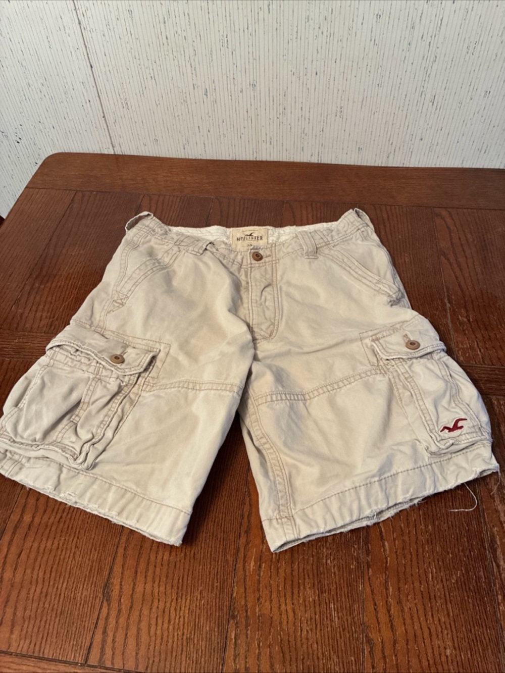 Hollister Cargo Shorts Men’s 32 Khaki Baggy Grunge Punk Preppy Distressed Y2K